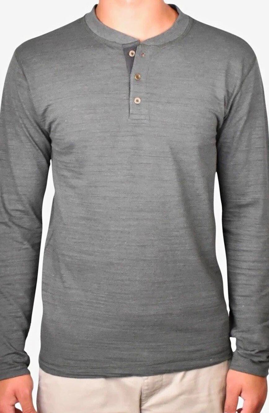 VTG 1946 Burnout Slub Heather Knit Jersey Henley Deep Forest Heather M